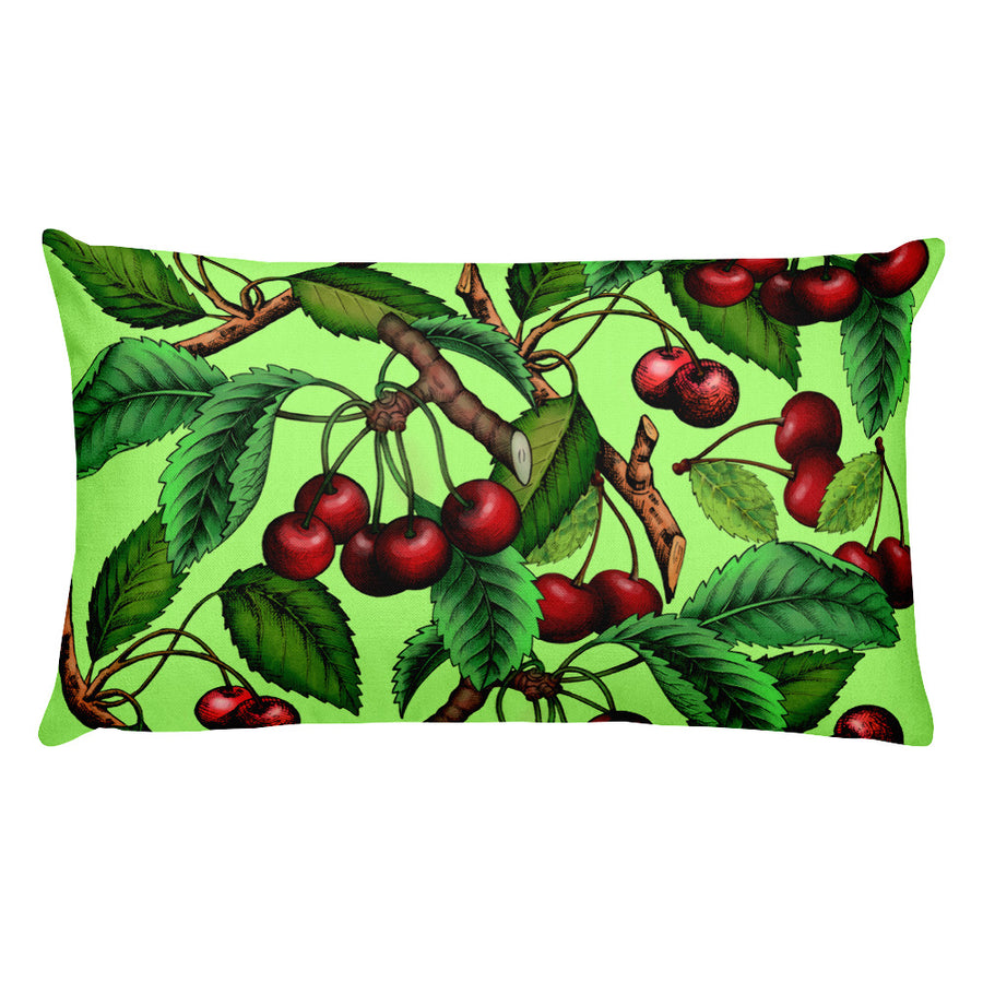 "Cherry" Green Premium Pillow - vegan-styles