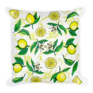 "Lemons" White Premium Pillow - vegan-styles