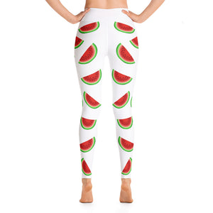 "Watermelon" White Yoga Leggings - vegan-styles
