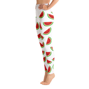 "Watermelon" White Yoga Leggings - vegan-styles