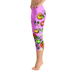 Vegan-Styles "Apples" Pink Capri Leggings - vegan-styles
