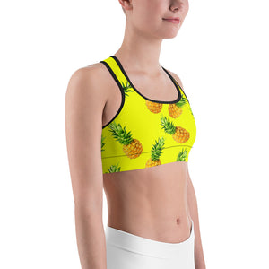 "Pineapple" Yellow Sports bra - vegan-styles