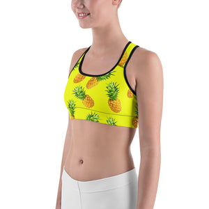 "Pineapple" Yellow Sports bra - vegan-styles