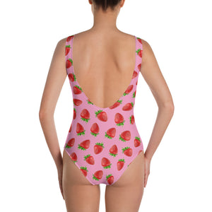 "Strawberry" Pink One-Piece Swimsuit - vegan-styles