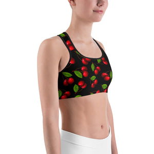 "Cherry" Black Sports bra - vegan-styles