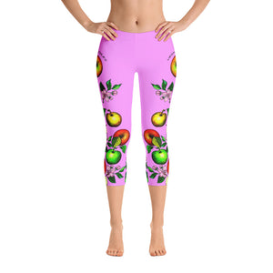 Vegan-Styles "Apples" Pink Capri Leggings - vegan-styles