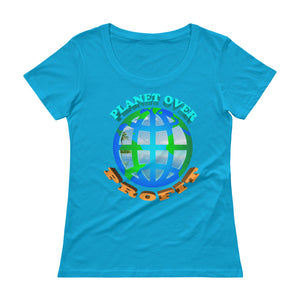"Planet Over Profit 2" Ladies' Scoopneck T-Shirt - vegan-styles