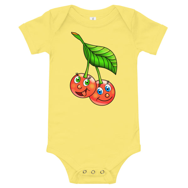 '' Cherries'' Baby Bodysuit T-Shirt - vegan-styles