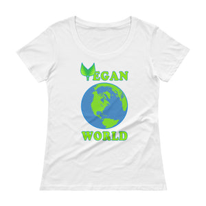 "Vegan World" Ladies' Scoopneck T-Shirt - vegan-styles
