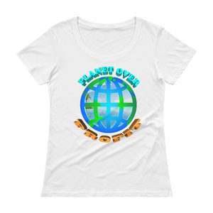 "Planet Over Profit 2" Ladies' Scoopneck T-Shirt - vegan-styles