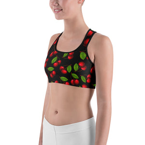 "Cherry" Black Sports bra - vegan-styles