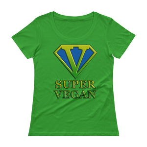 Super Vegan Ladies Scoopneck Cotton Pre Shrunk T-Shirt - vegan-styles