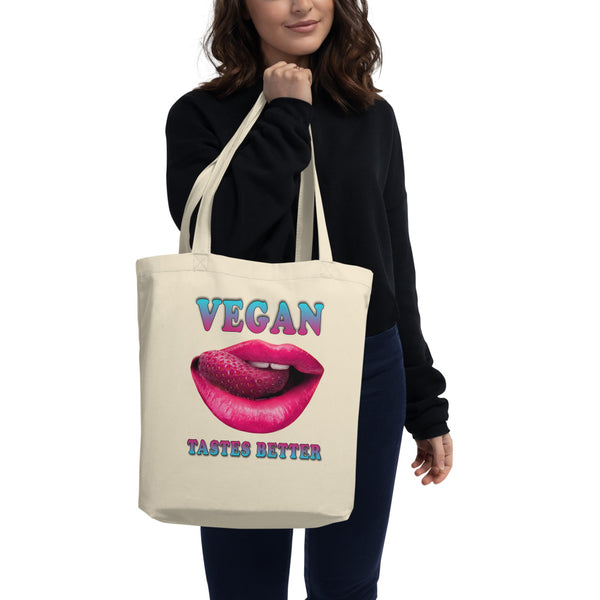 Eco Tote Bag Organic Cotton bag '' vegan tastes better'' - vegan-styles