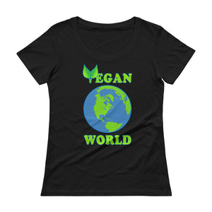 "Vegan World" Ladies' Scoopneck T-Shirt - vegan-styles