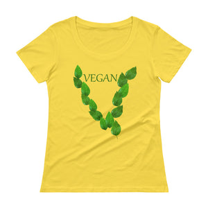 "Leaves" Ladies' Scoopneck T-Shirt - vegan-styles