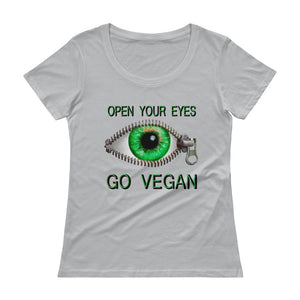 "Open Your Eyes" Ladies' Scoopneck T-Shirt - vegan-styles