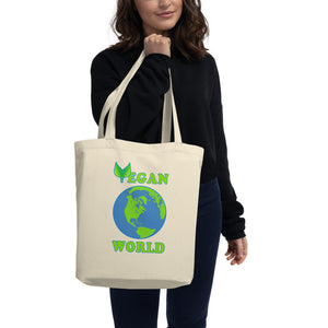 Eco Tote Bag Organic Cotton bag ''vegan world'' - vegan-styles