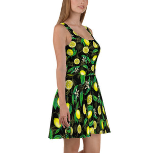 '' Black Lemons'' Skater Dress - vegan-styles