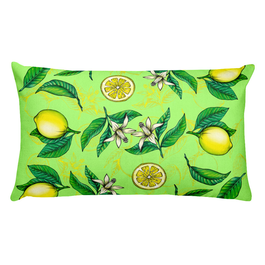 "Lemons" Yellow Premium Pillow - vegan-styles