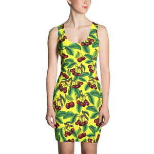 "Cherry" Yellow Sublimation Cut & Sew Dress - vegan-styles