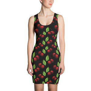 "Cherry" Black Sublimation Cut & Sew Dress - vegan-styles