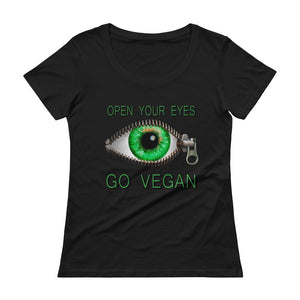 "Open Your Eyes" Ladies' Scoopneck T-Shirt - vegan-styles