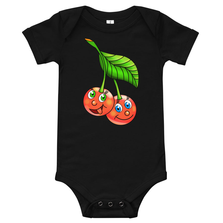 '' Cherries'' Baby Bodysuit T-Shirt - vegan-styles