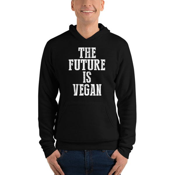"The Future Is Vegan" Black Bella + Canvas 3719 Unisex Fleece Pullover Hoodie - vegan-styles