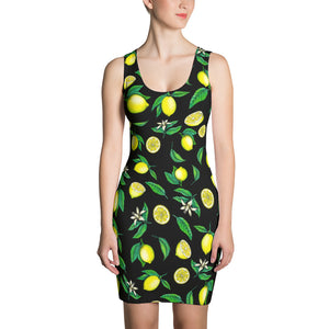 "Lemons" Black Sublimation Cut & Sew Dress - vegan-styles
