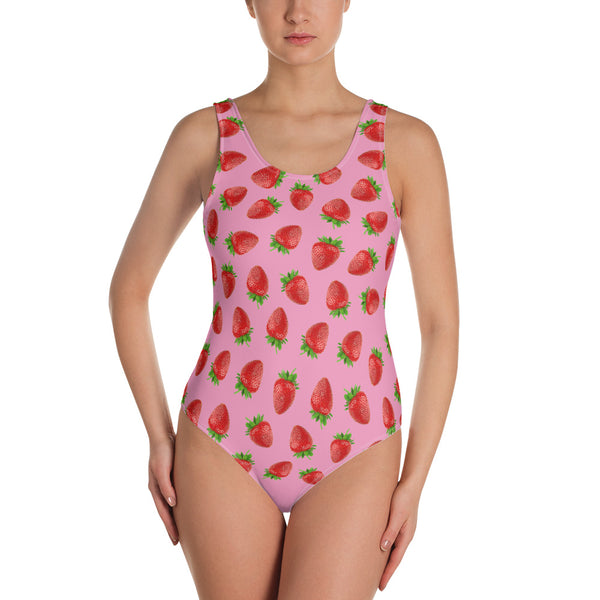 "Strawberry" Pink One-Piece Swimsuit - vegan-styles