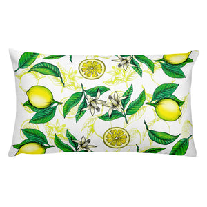 "Lemons" White Premium Pillow - vegan-styles