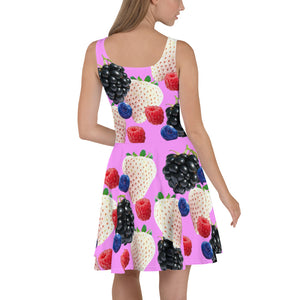 "Berry" Pink Skater Dress - vegan-styles