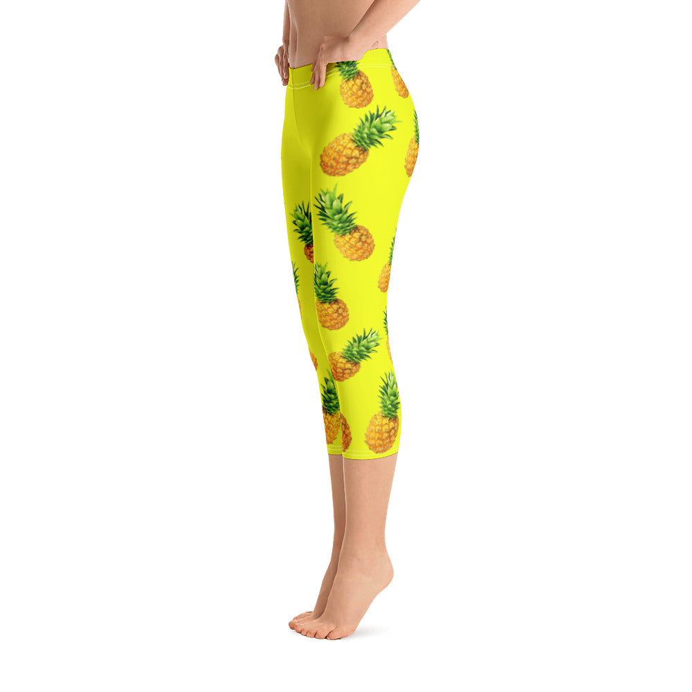 Pineapple Yellow Capri Leggings - Vegan Styles