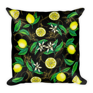 " Lemons" Black Premium Pillow - vegan-styles