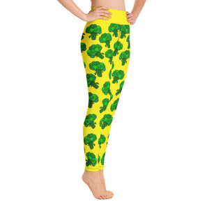 "Broccoli" Yellow Yoga Leggings - vegan-styles