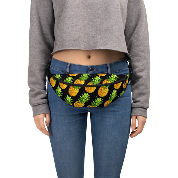 "Pineapple" Black Fanny Pack - vegan-styles