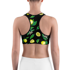 "Lemons" Black Sports bra - vegan-styles