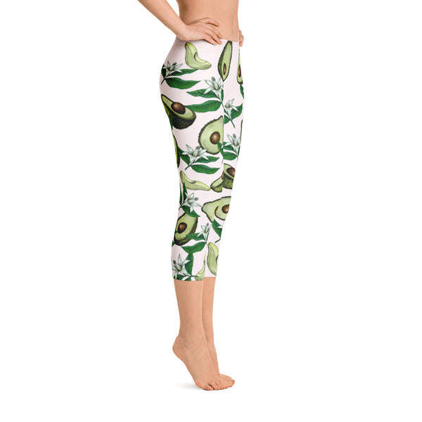 "Avocado White" Capri Leggings - vegan-styles