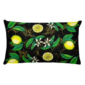 " Lemons" Black Premium Pillow - vegan-styles