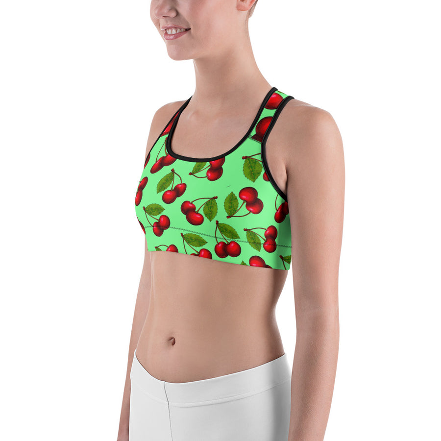 "Cherry" Green Sports bra - vegan-styles