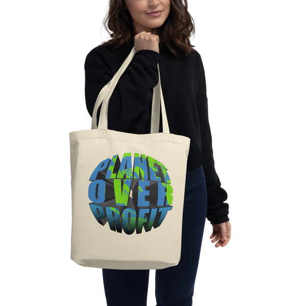 '' planet over profit'' Eco Tote Bag - vegan-styles