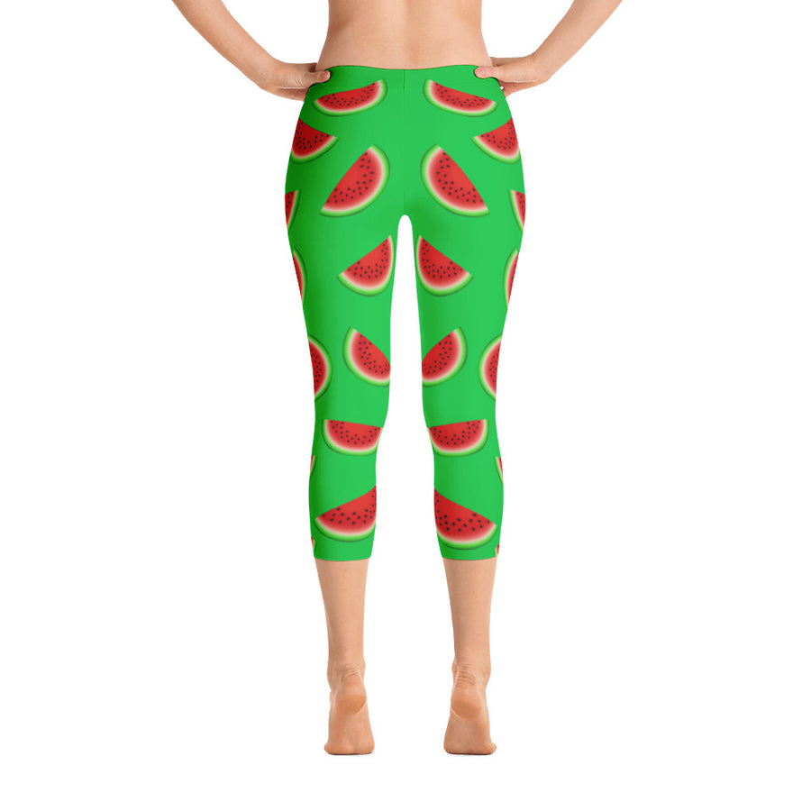 "Watermelon" Green Capri Leggings - vegan-styles