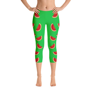 "Watermelon" Green Capri Leggings - vegan-styles