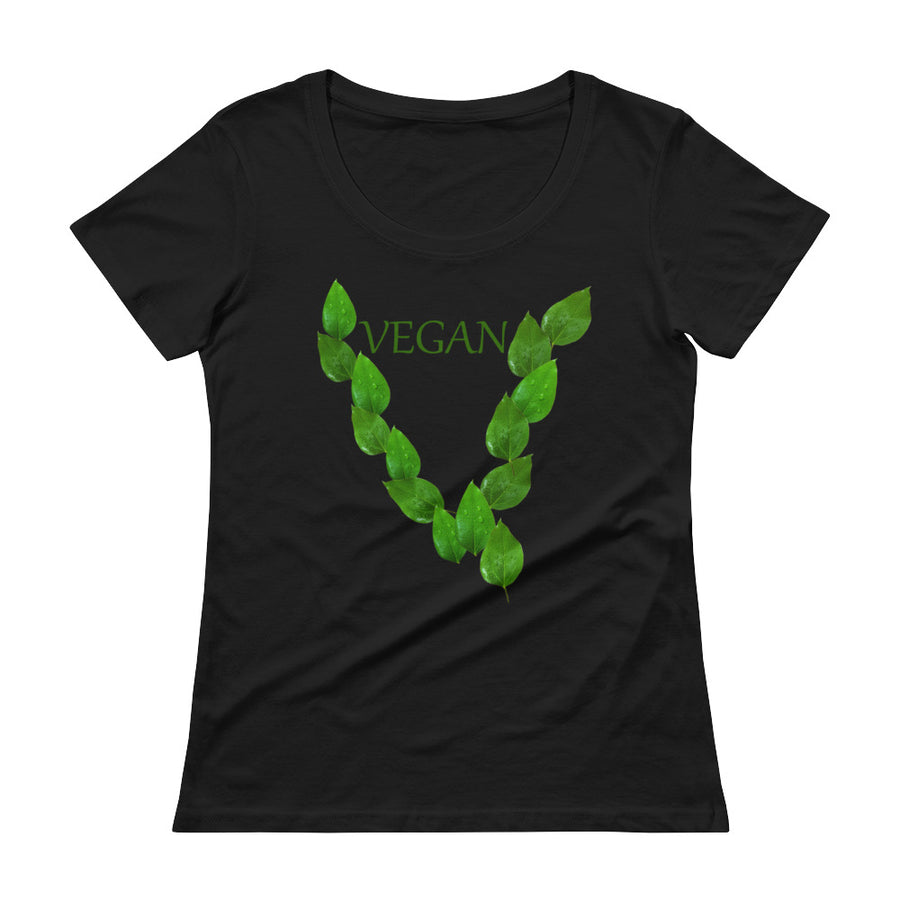 "Leaves" Ladies' Scoopneck T-Shirt - vegan-styles