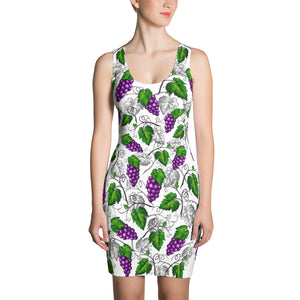 "Grapes" White Sublimation Cut & Sew Dress - vegan-styles